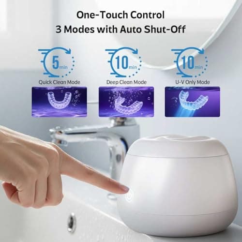 Ultrasonic Retainer Cleaner Machine 48kHz Denture and Aligner Cleaning Pod for Mouth Guards Night Guards Dental Trays Braces Toothbrushes Jewelry with 200ML Capacity (Green) - Thumbnail 5