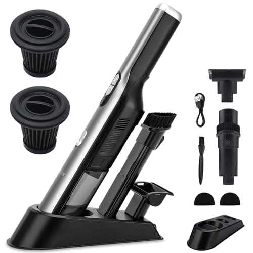 Handheld Vacuum Cordless Car Vacuum Cleaner with 18KPa Powerful Suction, Portable Chargeable Handy Vac with LED Front Light & Storage Dock, Dust Buster for Office Home, Pet Brush for Pet Hair, Gray - Image 1