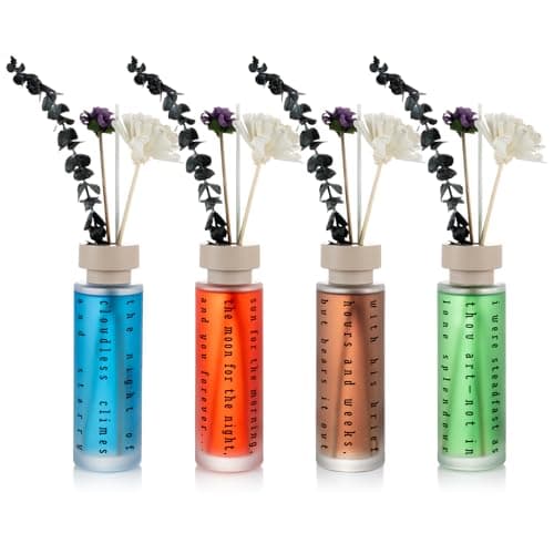 Ikeda Reed Diffuser Set of 4 x 5.07 fl.oz Home Fragrance Diffusers – Rose Lavender Gardenia Tea – Long Lasting Scent for Bedroom, Bathroom, Office, Living Room Shelf Decor - Image 1