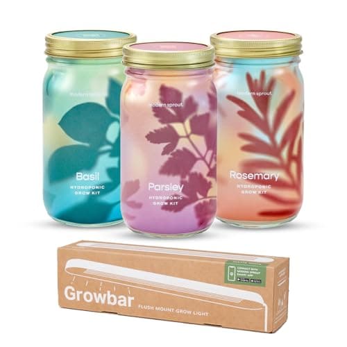 Modern Sprout Garden Jars + Smart Growbar Bundle - Self-Watering Hydroponic Herb Growing Kit with Full-Spectrum LED Grow Light, Organic Herb Seeds, Smart App, Adjustable Brightness, Ideal for Gifting - Image 1