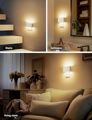 JandCase LED Night Lights Plug into Wall, Night Light with Dusk to Dawn Light Sensor, Dimmable Night Light Plug in [2 Pack], 3000K Soft White Nightlight for Bedroom Hallway Kids Room Kitchen - Thumbnail 5