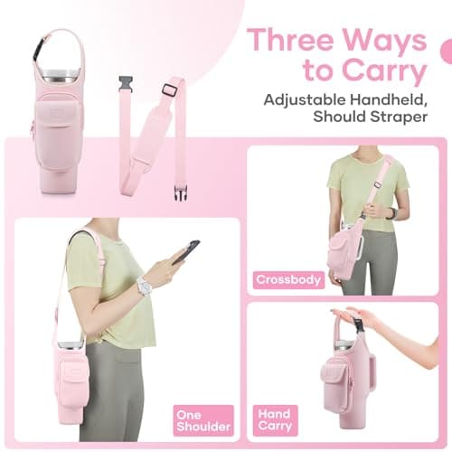 Bufilea Carrier Bag with Phone Holder Pockets for Stanley 40/30oz Tumbler with Handle, Insulated Neoprene Crossbody Bag Cup Holder w/Shoulder & Handheld Straps Fits Stanley Cup Accessories - Thumbnail 4