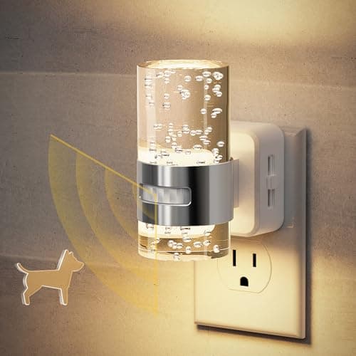 JandCase Motion Sensor Night Light, Dimmable Night Lights Plug Into Wall, 3000k Soft White Night-Lights with 0-100Lm Adjustable Brightness, Acrylic Plug in Nightlight for Bedroom Bathroom Decor