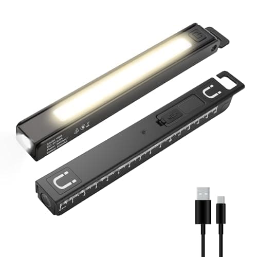COB Work Pen Light LED Folding Work Flashlight with Magnet Portable Torch Rechargeable , Multi-Function Ruler Flashlight Rotate 180° Adjustment Work Light for Hiking Camping Emergency Outdoor (DT07) - Image 1