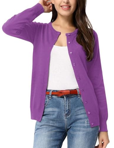 GRACE KARIN Purple Cardigan Sweaters for Women Lightweight Button Down Sweater Tops Dressy Casual Spring Clothes XL - Image 1