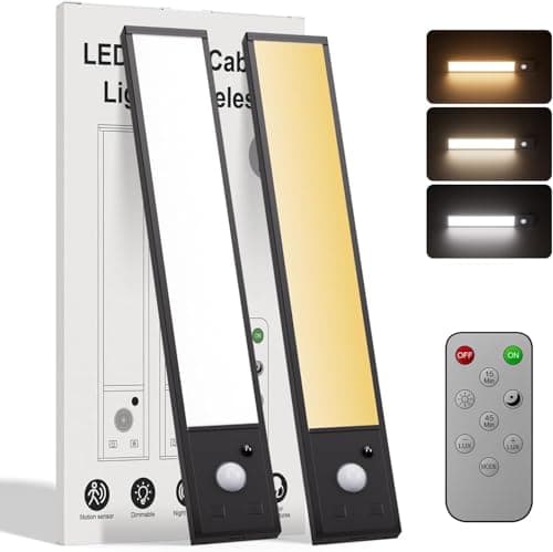 8inch Under Cabinet Lighting ,56 LED -3 Color& 7 Levels under cabinet lights rechargeable,3000mah Dimmable Magnetic Cabinet Lights, Motion Activated Under Cabinet Light for kitchen丨Remote 丨2pack - Image 1