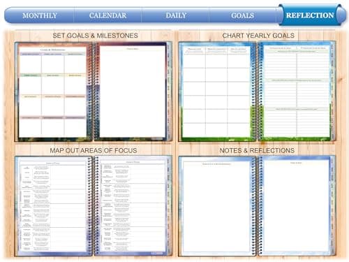 Tools4Wisdom Planner 2026-2027 - Dated April 2026-2027 June - Weekly Monthly Daily Academic Year Calendar with Stickers, Tabs, Pocket & Thick Paper - Spiral Bound 8.5x11 Hardcover - A6J7 - Zen Sunrise w Quote - Thumbnail 6