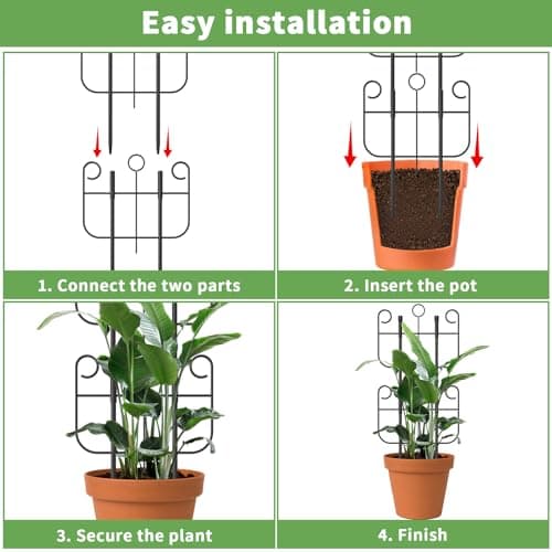 Blingluck Garden Trellis for Climbing Plants, Outdoor Rustproof Heavy Duty Plant Climber Support for Flowers, Vine, Cucumbers, Expandable Height & Width, No Dig Decorative Garden Fence Panels - Thumbnail 4