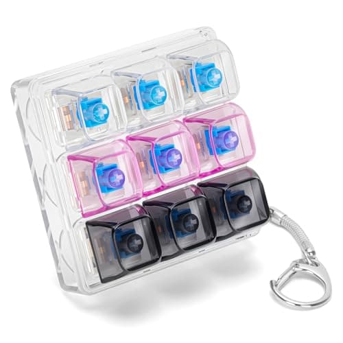 HOMQYTE Transparent Keyboard Fidget Toys for Adults Keyboard Clicker Button Keychain Sensory Toy for Office Stress Relief Autism (9IN1-Style A)