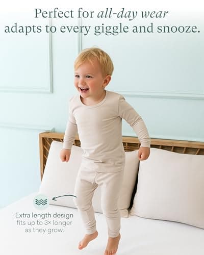 PurComfy SuperSoft Long Sleeve Toddler Pajamas, Premium Bamboo Viscose for Breathable Comfort, Boys & Girls Bamboo PJs, Toddler Long Sleeve Pajama Set, 2T - Thumbnail 6