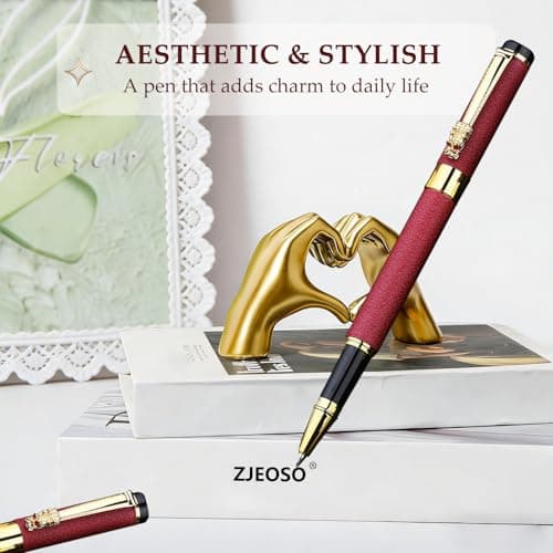 ZJEOSO Luxury Pen,Best Luxury Ball Pen Gift Set for Women,Black Ink Fancy Pen Refillable for Executive Office,Professional,pretty pens,cool pens,Nice cute Designer Pen (Red) - Thumbnail 5