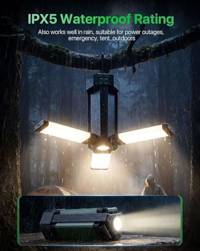 NICKLUC LED Rechargeable Camping Light, 10400mAh Battery Powered Camping Lantern 2200LM with 5 Modes,IPX5 Waterproof Portable Tent Flashlight for Power Outages Emergency Hurricane(Stand Not Incl) - Thumbnail 6