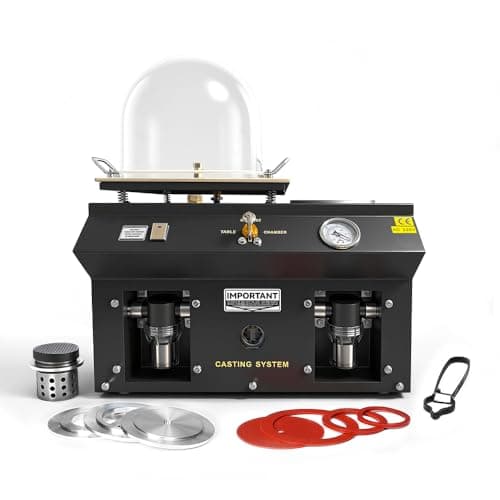 Professional Vacuum Casting Machine 2L, 375W Dual Voltage 110V/220V, Investment Casting System with 34.5cm Plate, Bell Jar, Gaskets for Jewelry Making, Metal Artwork, HH-CX01 - Image 1