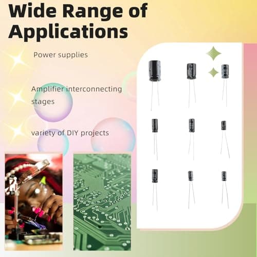JESSINIE 24 Value 500pcs Aluminum Electrolytic 0.1uF-1000uF Capacitor kit, 16~50V Capacitor Assortment Radial Lead Type Range with Assortment Box - Thumbnail 4