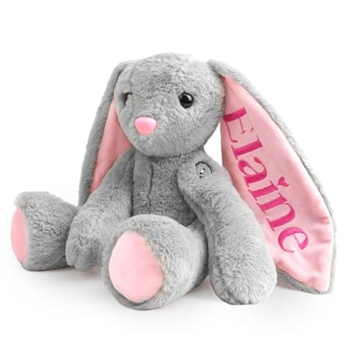 Custom Embroidered Plush Bunny with Name, Personalized Baby Plush Toys, Personalized Bunny Stuffed Animal, Toys for 1+ Years Old Girls, Easter Birthday Gifts for Baby Girls Boys Toddlers Newborn - Image 1