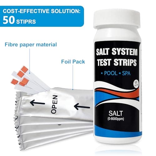 Ainkter Pool Salt Test Strips, Salt Test Strip for Spa Hot Tub, Swimming Pool Water Testing Kit for Salt, Fast and Accurate Saltwater Pool Test Strips of 0-8000 ppm(50 Strips) - Thumbnail 4