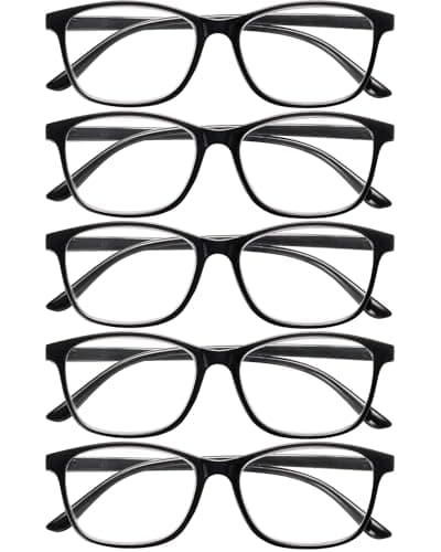 JOLISU 5 Pack Reading Glasses for Women, Lightweight Square Readers for Men & Women, Blue Light Protection, Classic Style, Spring Hinges(0.75) - Image 1
