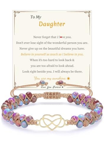 Sistble Easter Gifts Daughter Gifts from Mom, Easter Basket Stuffers Mothers Day Gift for Daughter Bracelet, To My Bracelet Infinity Heart Beaded Bracelets Birthday Gift Christmas Stocking Stuffers - Image 1