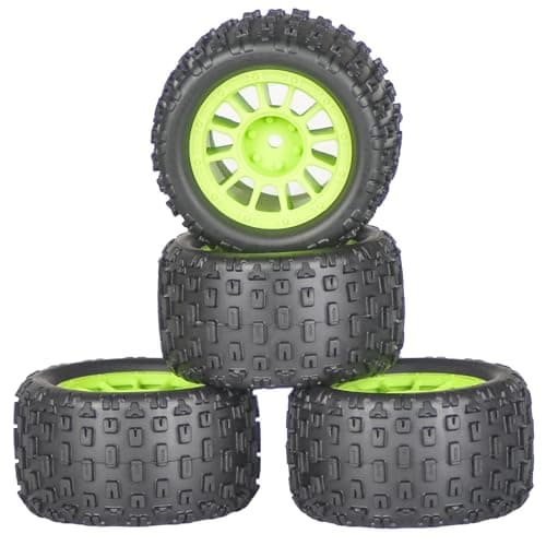 4Pcs Monster Truck Tires 1/16 1/18 Scale 74mm Pre-glued Foam Insert Tires for ARRMA Granite 1/18 Granite/Typhon, WLtoys A949, for MJX Hyper Go H16, High-Grip Ready-to-Run