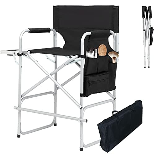 JXUFDHO Makeup Chair for Makeup Artist 41'',Tall Directors Chairs Foldable with Side Table Cup Holder Storage Bag and Footrest, Folding Chair Makeup Chair for Clients 400lbs Capacity - Image 1