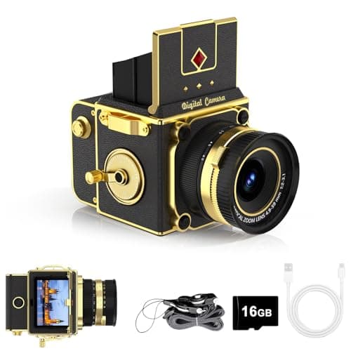 EJXHKNF 2.7K Digital Camera, Portable Vintage Digital Camera for Vlogging, Retro Cameras for Photography, Compact Point and Shoot Digital Camera for Teens, Kids & Beginners, Digital Video Camera Black - Image 1