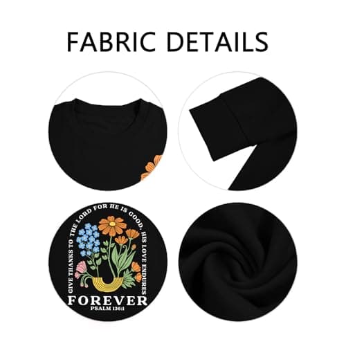 Ladicme Christian Sweatshirts for Women God Religious Pullover Casual Inspirational Long Sleeve Tops Black - Thumbnail 4