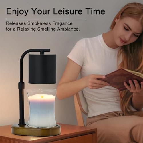 Candle Warmer Lamp Timer - Birthday Gifts for Women Mom, House Warming Gifts New Home Decor, Modern Farmhouse Decor, Candle Warmer for All Jar Candles with 2 Bulb Black - Thumbnail 6