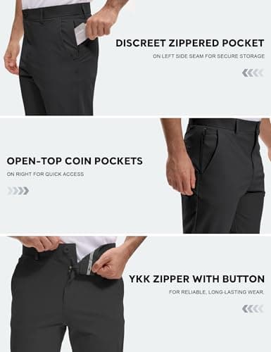 AOHIKE Golf Pants for Men Stretch - Breathable Quick Dry Work Dress Pants for Men Casual Office Trousers, Black - Thumbnail 4