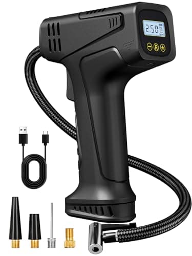 AIRSURE Tire Inflator Air Compressor, Handheld Air Pump for Car Tires with Rechargeable Battery, 150PSI Fast Inflation Cordless Tire Inflator for Car Motorcycle E-bike