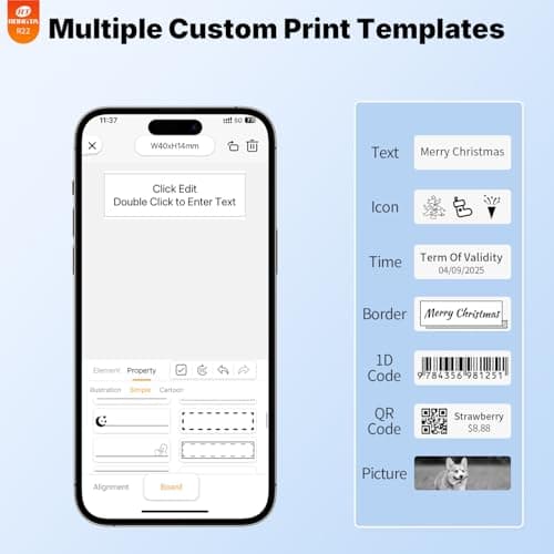 Rongta Bluetooth Label Maker Machine with Tape, Thermal Label Printer for Office, Small Business Essentials, Home Organization, Portable Inkless Sticker Label Maker with 2x1.18 inch Labels - Thumbnail 4