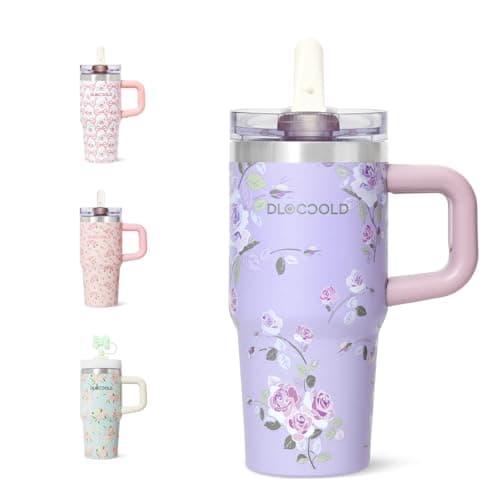 DLOCCOLD 16 oz Stainless Steel Tumbler with Lid and Straw, Double Wall Vacuum Insulated Travel Tumbler with Straw Cover Cap, Cupholder Friendly, Leak Resistant, Reusable Travel Coffee Mug - Image 1