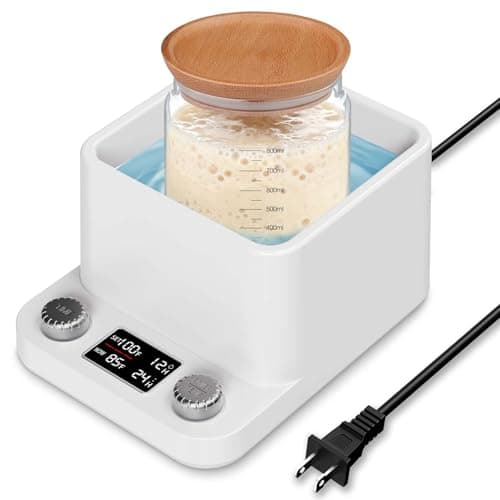 Sourdough Starter Warmer - Precise 1°F MYMULIKE Water Bath Warming, Thermostat Control (70-104°F), Even Heating, 198H Timer, Fits Bottles Up to 50 Oz - Ideal for Yeast Cultivation & Home Baking - Image 1