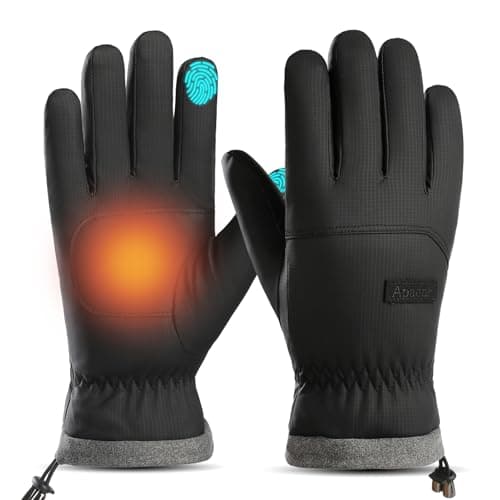 apaepr Winter Ski Gloves for Men & Women, Waterproof Insulated Cold Weather Work Gloves, Touchscreen Snow Gloves for Skiing, Snowboarding, Running, Cycling, Winter Work (Large, Black - Image 1