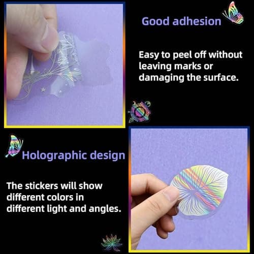 YAKUNCL 200 Pcs Holographic Aaesthetic Stickers – DIY Waterproof Decorative Stickers – Transparent Retro Resin Stickers for Water Bottles Laptops Scrapbook Journal - Thumbnail 6