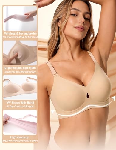 Jelly Wireless Bras for Women Sexy Comfortable Bra Bralettes V Neck No Underwire Bras Push Up Everyday Seamless Bra S XXL - Thumbnail 3