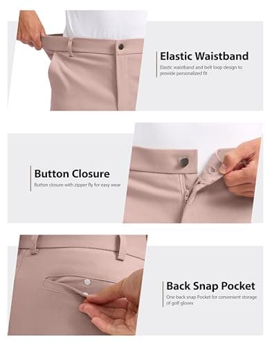 Pudolla Men's Casual Shorts 7/9 Inch Golf Shorts Stretch Dress Work Shorts for Men with 4 Pockets Quick Dry Lightweight(Dusty Pink-5inch-34) - Thumbnail 5