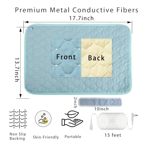 AddBili Conductive Metal Fabric Grounding Mat Set with Grounding Wristband and 15ft Cord for Bed/Desk/Floor/Feet - Machine Washable, Healthy Material to Improve Sleep and Wellness35-45-W - Thumbnail 2