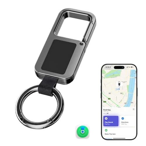 AI.QVOKA Key Chain Tracker Tag, Works with Apple Find My (iOS Only), Car Keychain Accessories for Men, Heavy Duty Key Tracker for Luggage, Backpacks and Suitcases (Black) - Image 1