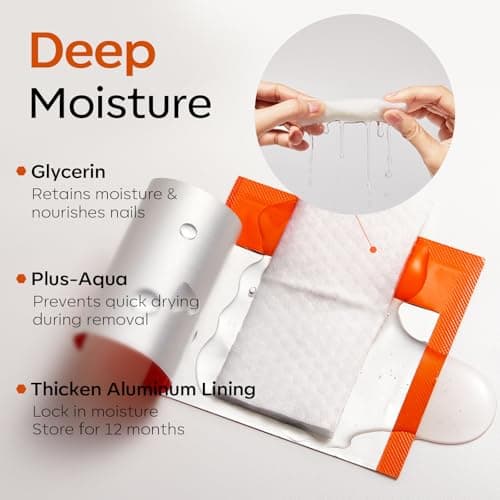 Modelones Nail Polish Remover Pads, Acetone Nail Polish Remover Wipes 50 PCS Professional Individually Wrapped Wet Wipes Easily & Quickly Rose Smell Glycerin Moisturizing Big Size Portable - Thumbnail 4