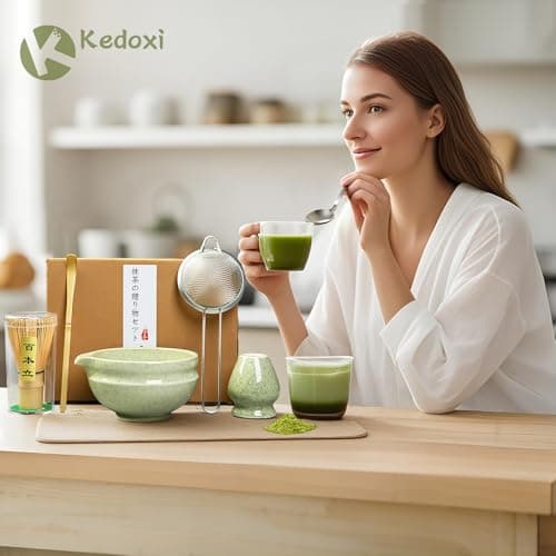 Kedoxi Matcha Kit, Matcha Whisk Set 5 PCS with Bamboo Whisk (Chasen), Bowl, Scoop (Chashaku), Stainless Steel Sifter & Holder - Ceremonial Grade Japanese Tea Set - Thumbnail 3