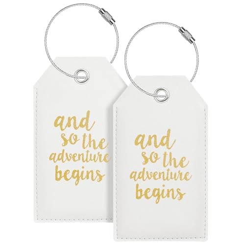 Luggage Tag & Initial Baggage Tags for Suitcases Leather Bag Tags for Backpacks Handbag School Instrument with Name ID Label Travel Essentials, Unique Fun Navy White Personalized Luggage Tags 2 Pack - Image 1