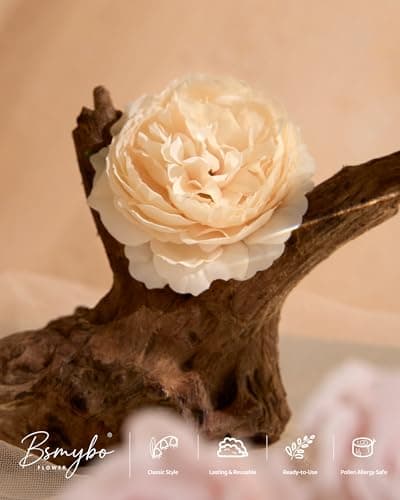 BSMYBO Artificial Pink Flowers Fake Roses Peony Dahlia Combo Box Set Gradient Blush Pink Flowers Leaf with Stems for DIY Wedding Bouquets Table Centerpieces Baby Shower Bridal Party Home Decorations - Thumbnail 2