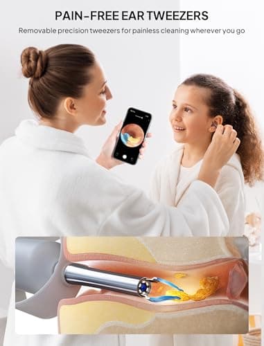 Ear Wax Removal Tool Camera, Visible Ear Cleaner Earwax Remover Kit with Tweezers, Flexible Ear Scope Otoscope with Light, Portable Cleaning Kit Earpick for Adults & Kids - Thumbnail 3