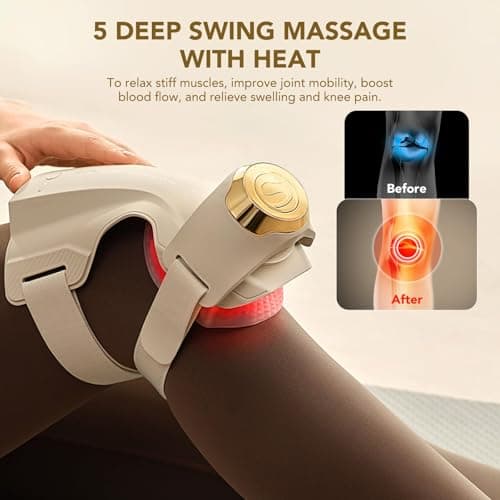 SKG Knee Massager with Heat for Pain Relief with Vibration for Joint Comfort, Cordless Heated Knee Brace with 5 Massage Modes and 3 Heating Levels, Perfect for Women Men Mom Dad, WS500 - Thumbnail 3