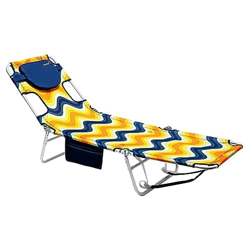 SUNNYFEEL Lounge Beach Chair for Adults with Face Hole, Backpack Reclining Beach Chairs Lay Flat, Sun Face Down Tanning Chair, Portable Folding Camping Cot for Outside Pool, Sunbathing, Reading - Image 1
