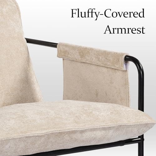 AnjiEacen Modern Accent Chair Comfortable Living Room Chairs with Armrests, Lounge Chair with Metal Frame Chenille Upholstered Bedroom Reading Chair - Thumbnail 5