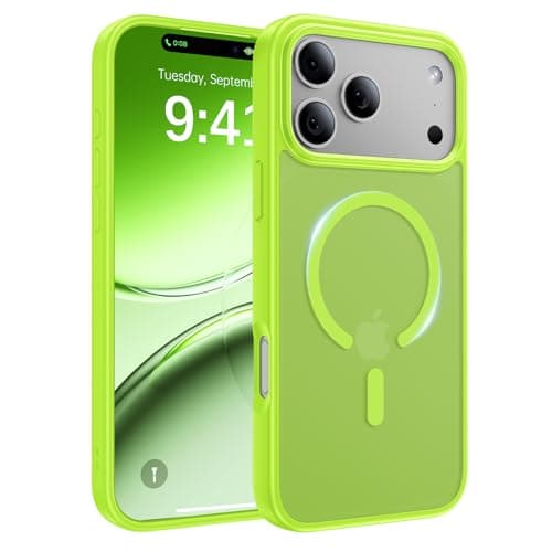 Shiiuou Magnetic for iPhone 17 Pro Case, [Anti-Slip] [Military-Grade Drop Protection] [Camera Protection] Skin-Friendly Slim Matte Shockproof Protective for iPhone 17 Pro Phone Case, Fluorescent Green - Image 1