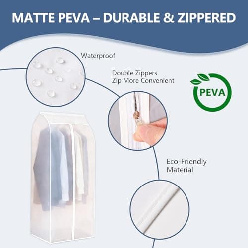 3D Hanging Closet Organizer & Garment Protector - Large Capacity Breathable Dust Cover for Dresses, Suits, & Heavy Coats | Transparent Window for Easy View | Space-Saving Closet Storage (47x24x20 in) - Thumbnail 4