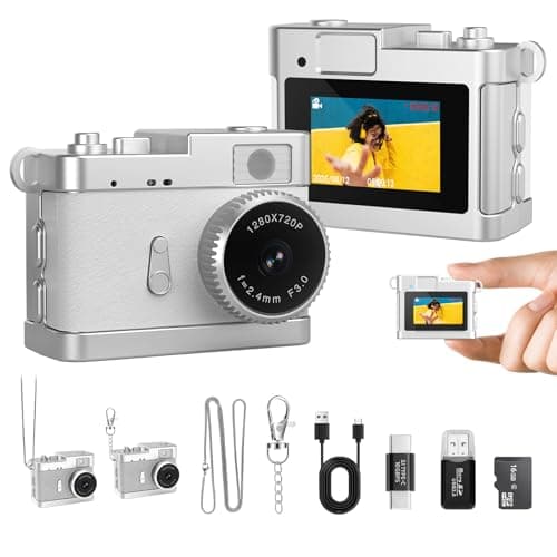 Keychain Camera, 16GB Mini Digital Camera with Built-in Flash & Retro Filters, Pocket Mini Camera for Travel, Vlogging, Bag Charm, Birthday Valentine Gifts - Image 1