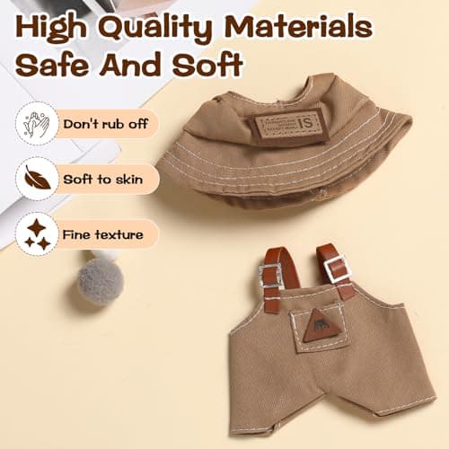 Clothes for Blind Box Dolls, Adorable Doll Clothes Accessories Set with Hat and Suspender Pants Outfit Suitable for 15-17cm Plush Blind Box Toy (Travel Set) - Thumbnail 5